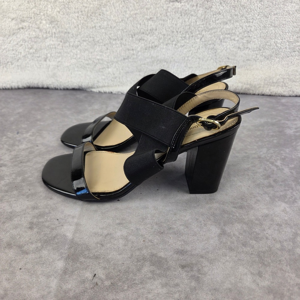 Liz Claiborne LCTEMPO Black Patent Block Heel Strappy Sandals Womens 9M